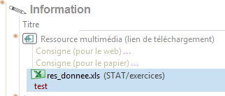 Possibilité d'insérer un tableur comme ressource