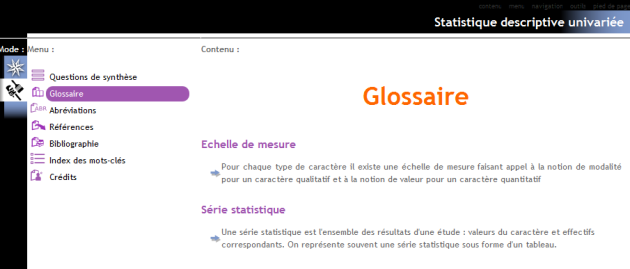 Accès au glossaire