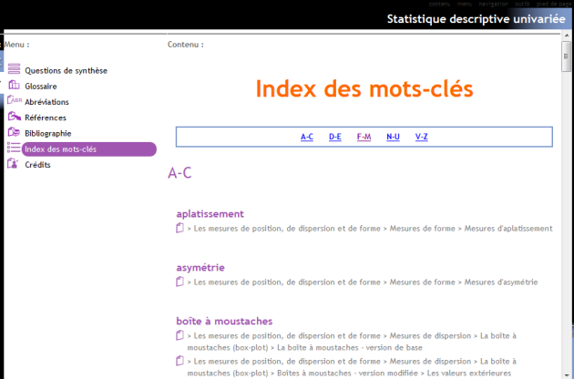 Accès à la page Index