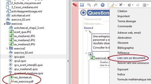 Possibilité d'insérer un lien vers un document dans un champ texte